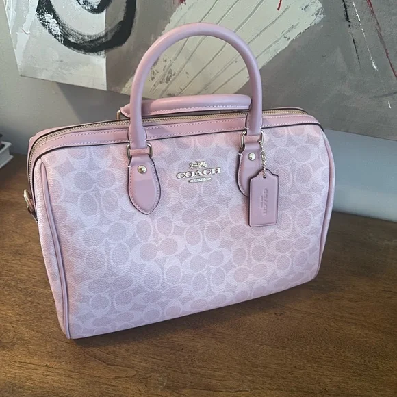 Coach Light Pink Signature Satchel - Picture 3 of 12